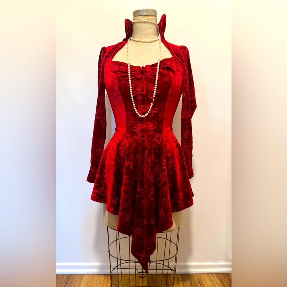 Elegant Red Velvet Dress